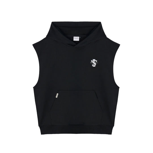 Small Town Kid Basic Embroidered Logo Sleeveless Hoodie | Face 3 Face