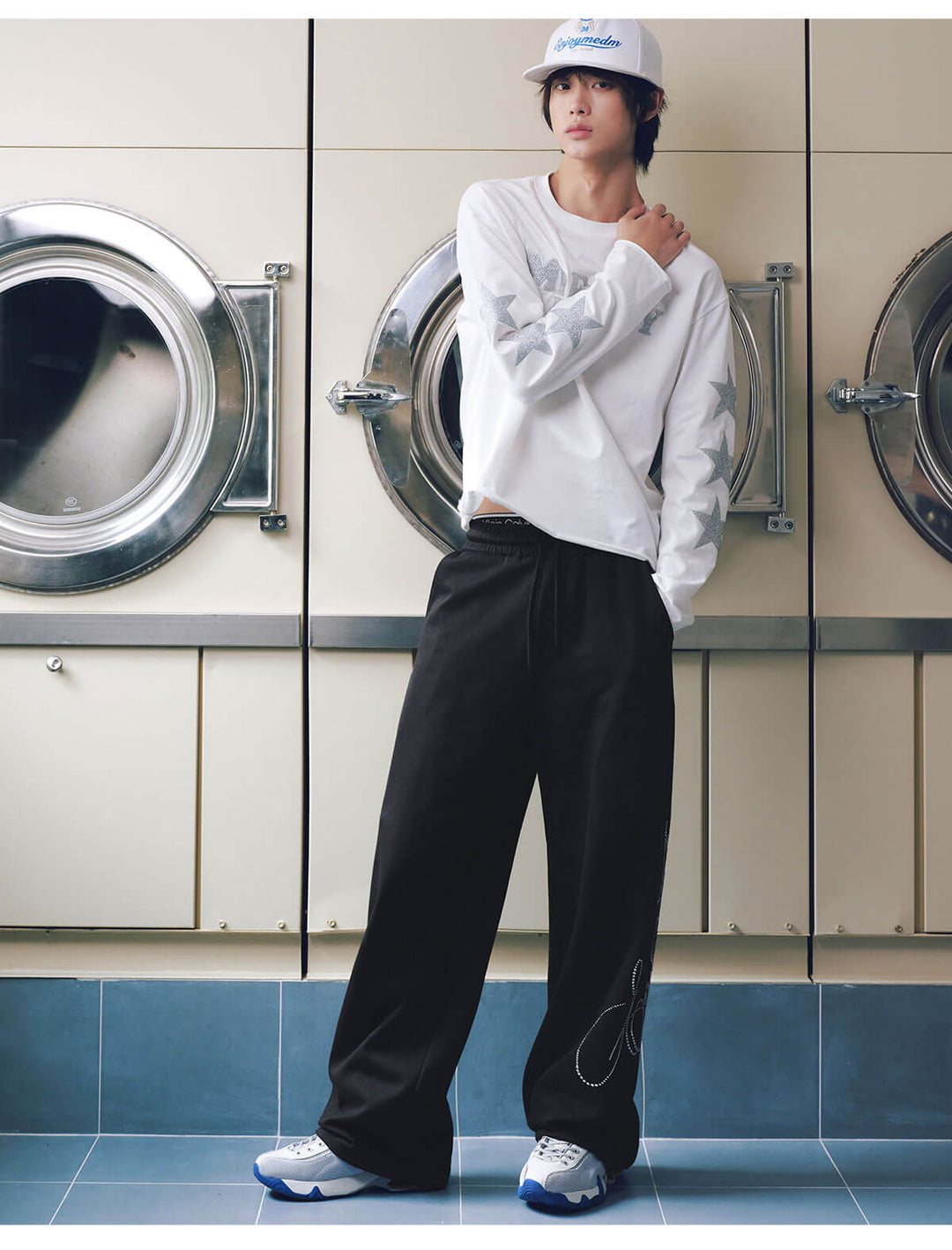 MEDM Rhinestone Script Logo Sweatpants | Face 3 Face