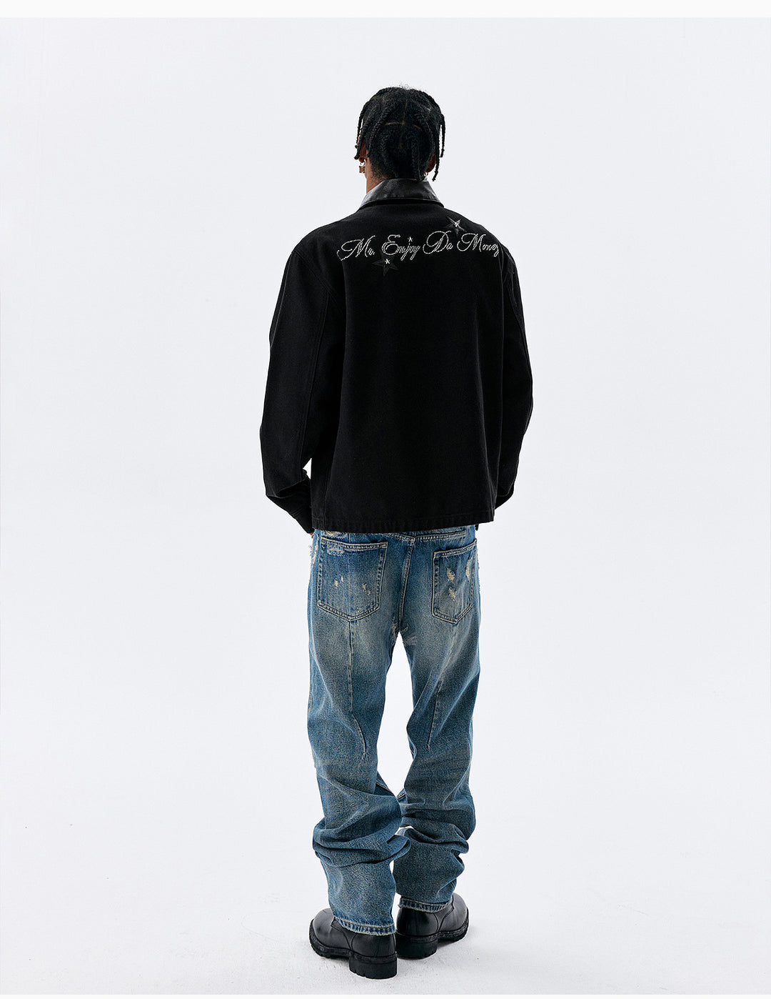 MEDM Star Studded Leather Patch Detroit Jacket | Face 3 Face