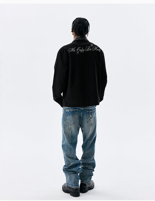 MEDM Star Studded Leather Patch Detroit Jacket | Face 3 Face