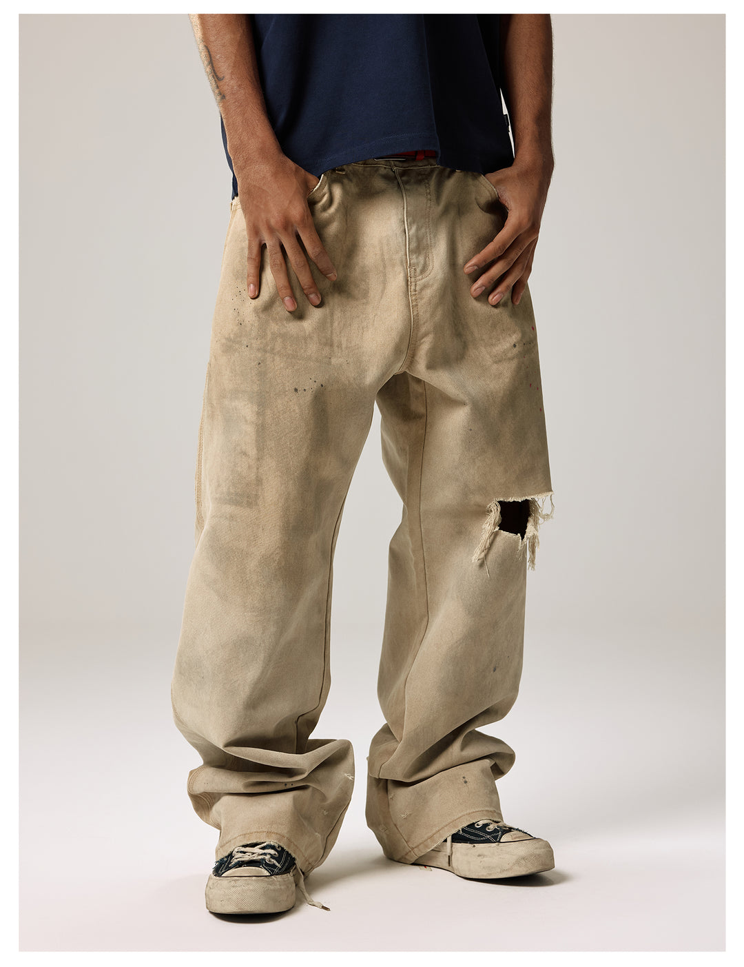 Remedy Kiss Mark Distressed Hole Work Painter Pants | Face 3 Face