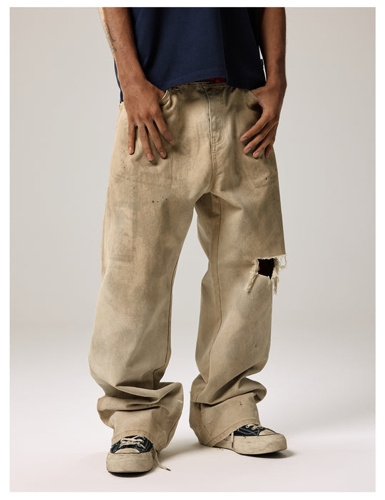 Remedy Kiss Mark Distressed Hole Work Painter Pants | Face 3 Face