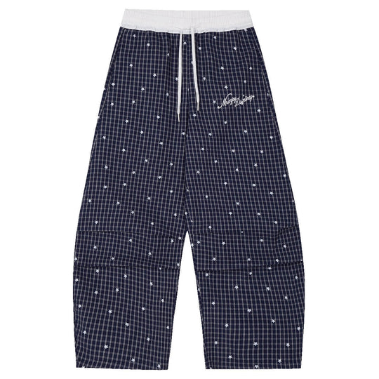 MEDM Star Print Checkered Double Layer Pants | Face 3 Face
