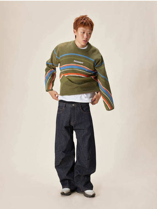 EVILKNIGHT(EK) Rainbow Circle Pattern Knit Sweater | Face 3 Face