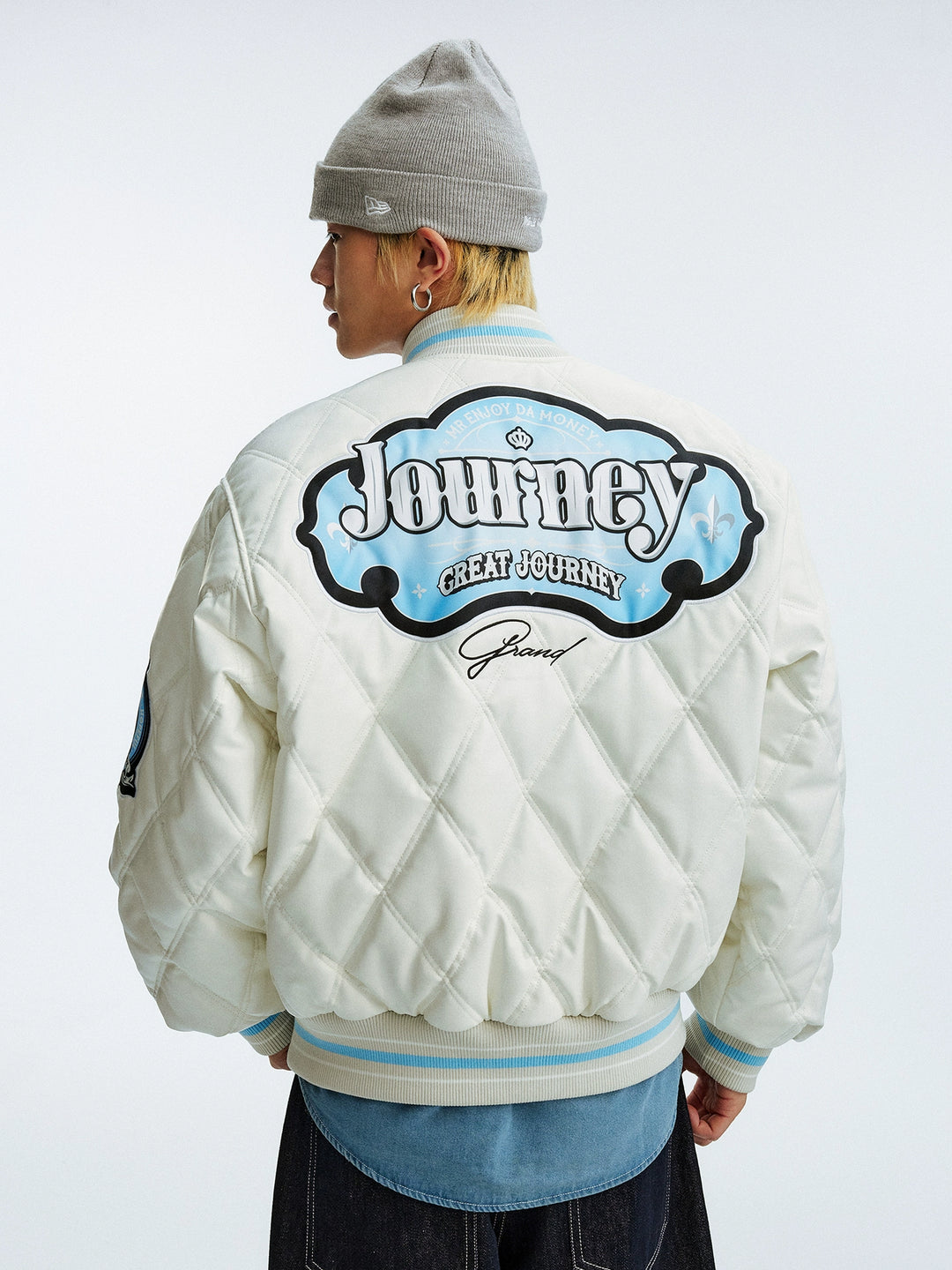 MEDM Diamond Quilted PU Leather Varsity Jacket | Face 3 Face