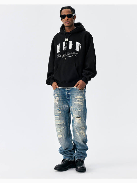 MEDM M Buckled Drawstring Pearl Logo Embroidered Hoodie | Face 3 Face