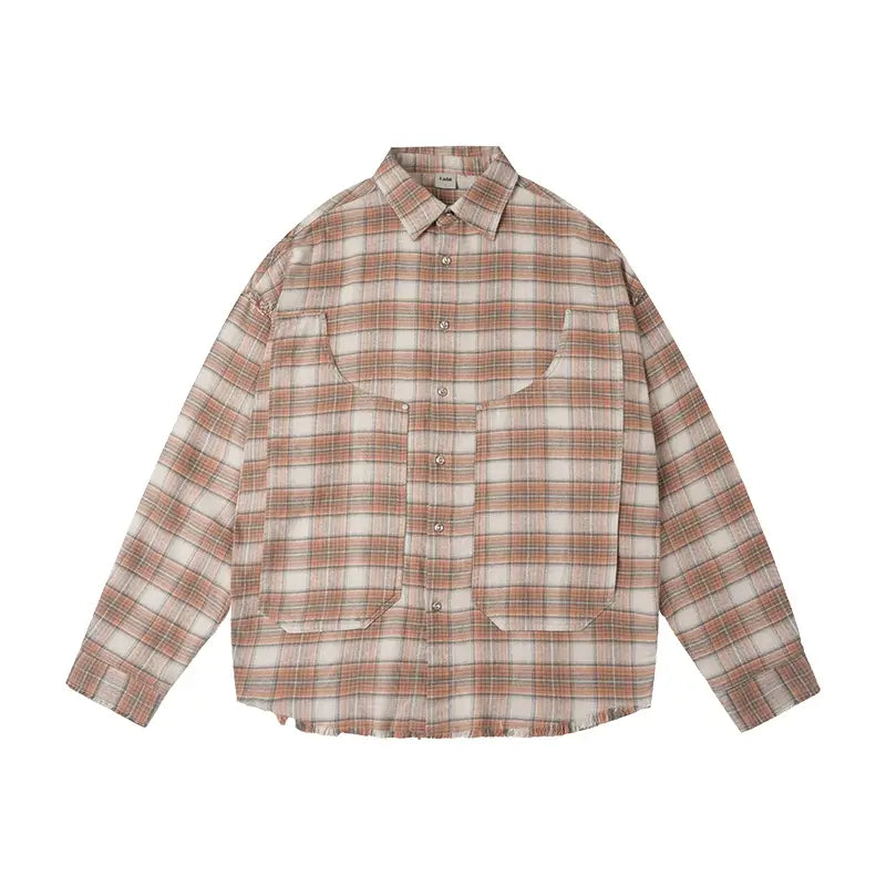 Labt Frayed Plaid Flannel Long Sleeve Shirt | Face 3 Face