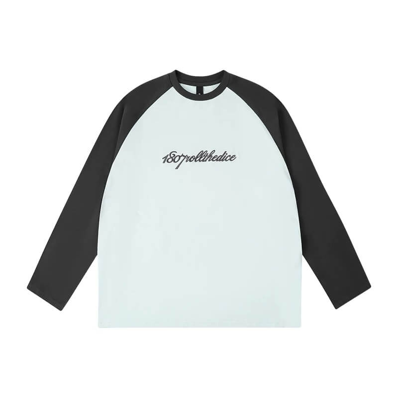 1807 ROLLTHEDICE 3D Embroidered Color Block Raglan Long Sleeve Tee | Face 3 Face