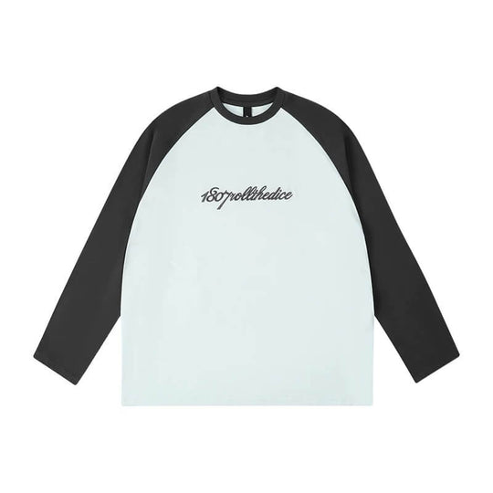 1807 ROLLTHEDICE 3D Embroidered Color Block Raglan Long Sleeve Tee | Face 3 Face