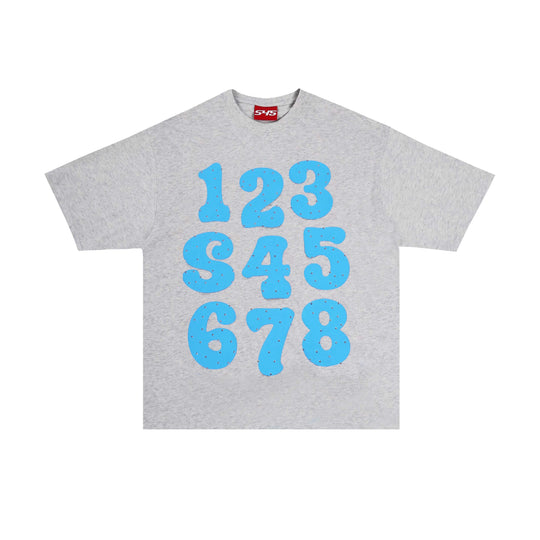 S45 Number Print Rhinestone Short Sleeve Tee | Face 3 Face