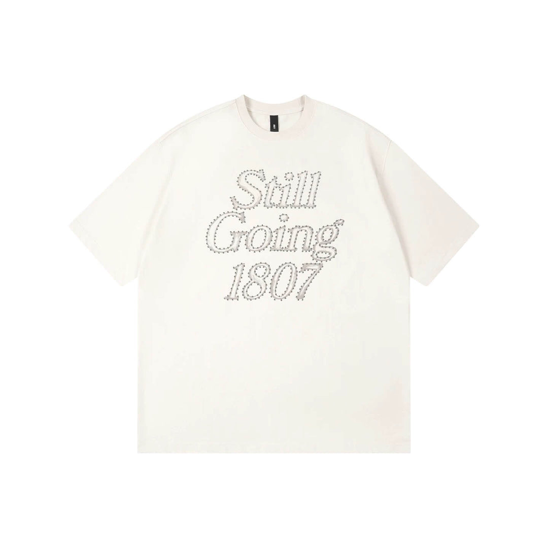 1807 Still Going Print Rhinestone Short Sleeve Tee | Face 3 Face