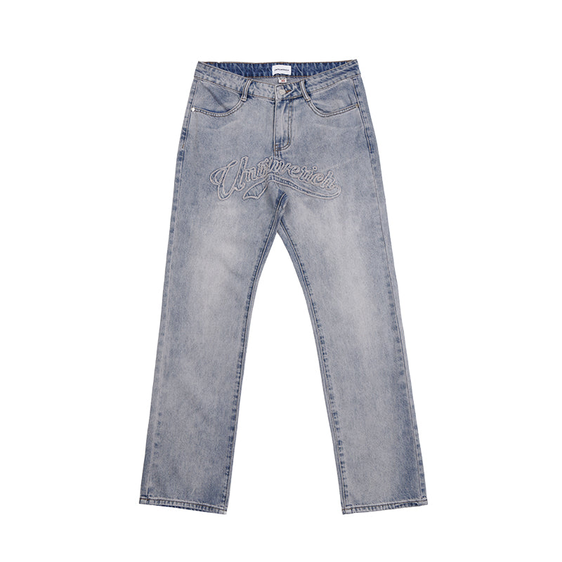 UNTILWERICH Pale Embroidered Patchwork Washed Jeans | Face 3 Face