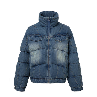 F2CE Washed Puffer Denim Jacket | Face 3 Face