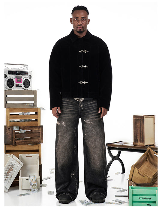 F3F Select Dirty Dye Whisker Black Washed Baggy Jeans | Face 3 Face