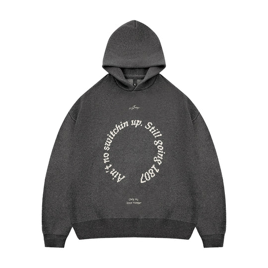 1807 Round Font Knit Hoodie | Face 3 Face