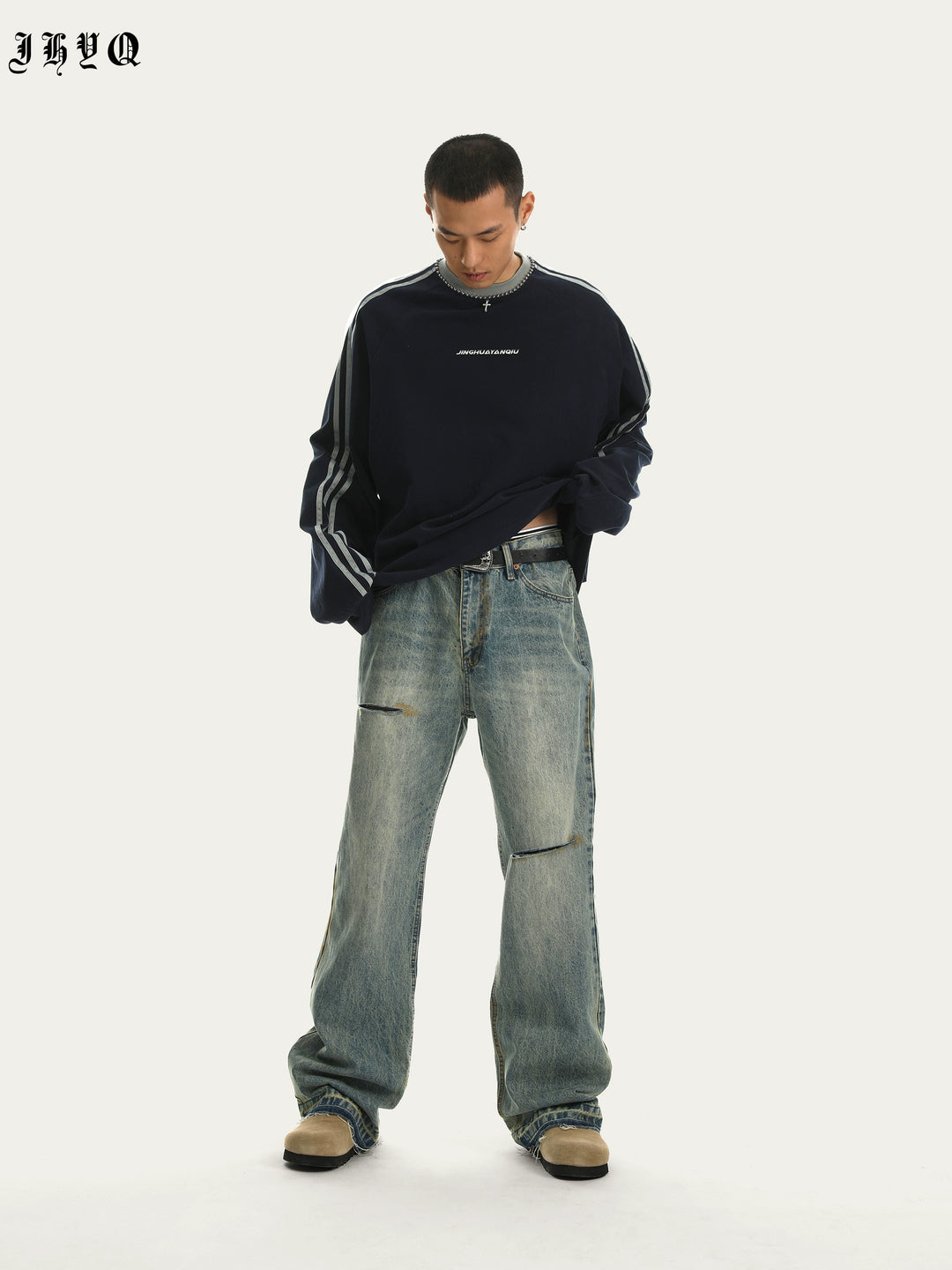 JHYQ Beadwork Washed & Old Long Sleeved Tee