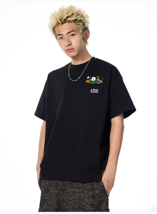 AFGK Pocket Floral Embroidered Tee | Face 3 Face