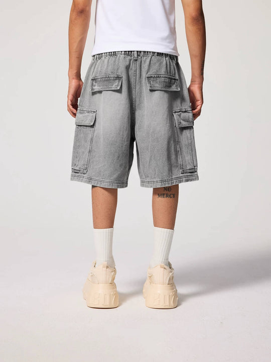 1807 Vintage Washed Distressed Denim Cargo Shorts | Face 3 Face
