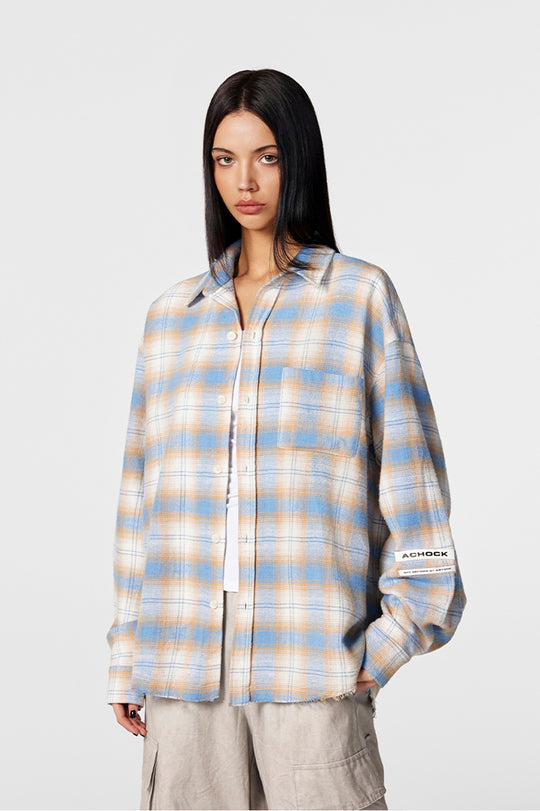 Achock Plaid Raw Hem Long Sleeved Shirt | Face 3 Face