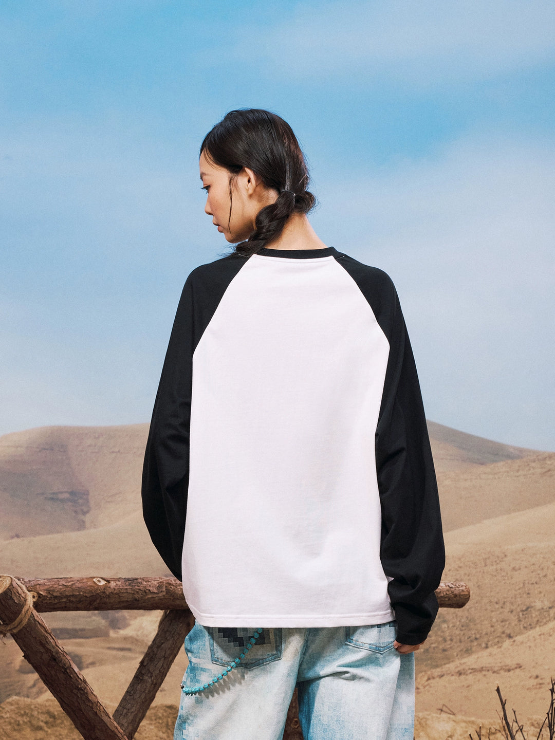 YADcrew Star Logo Print Raglan Long Sleeve Tee | Face 3 Face