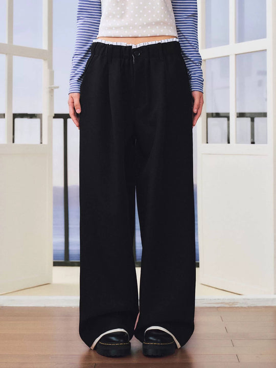MEDM Elastic Waist Pleated Casual Suit Pants | Face 3 Face