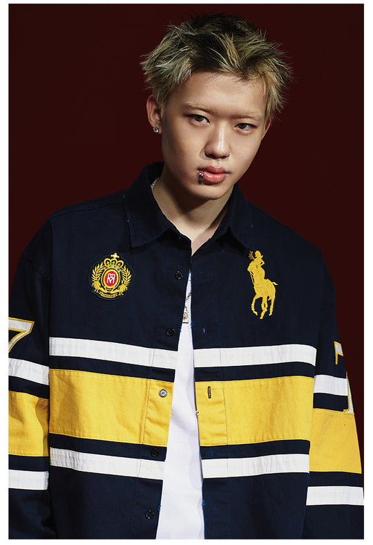 Remedy 3D Embroidered Striped Long Sleeve Shirt | Face 3 Face