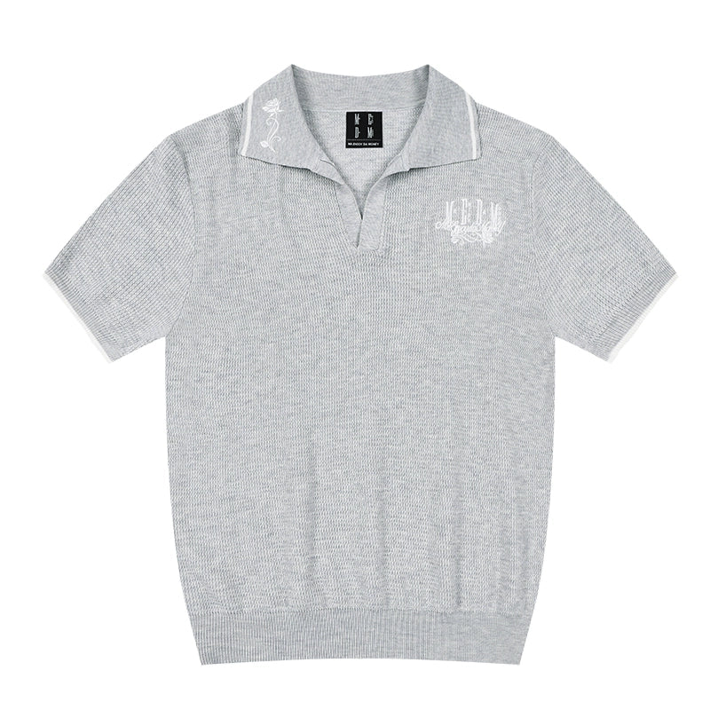 MEDM Rose Embroidered Waffle Knit Polo | Face 3 Face