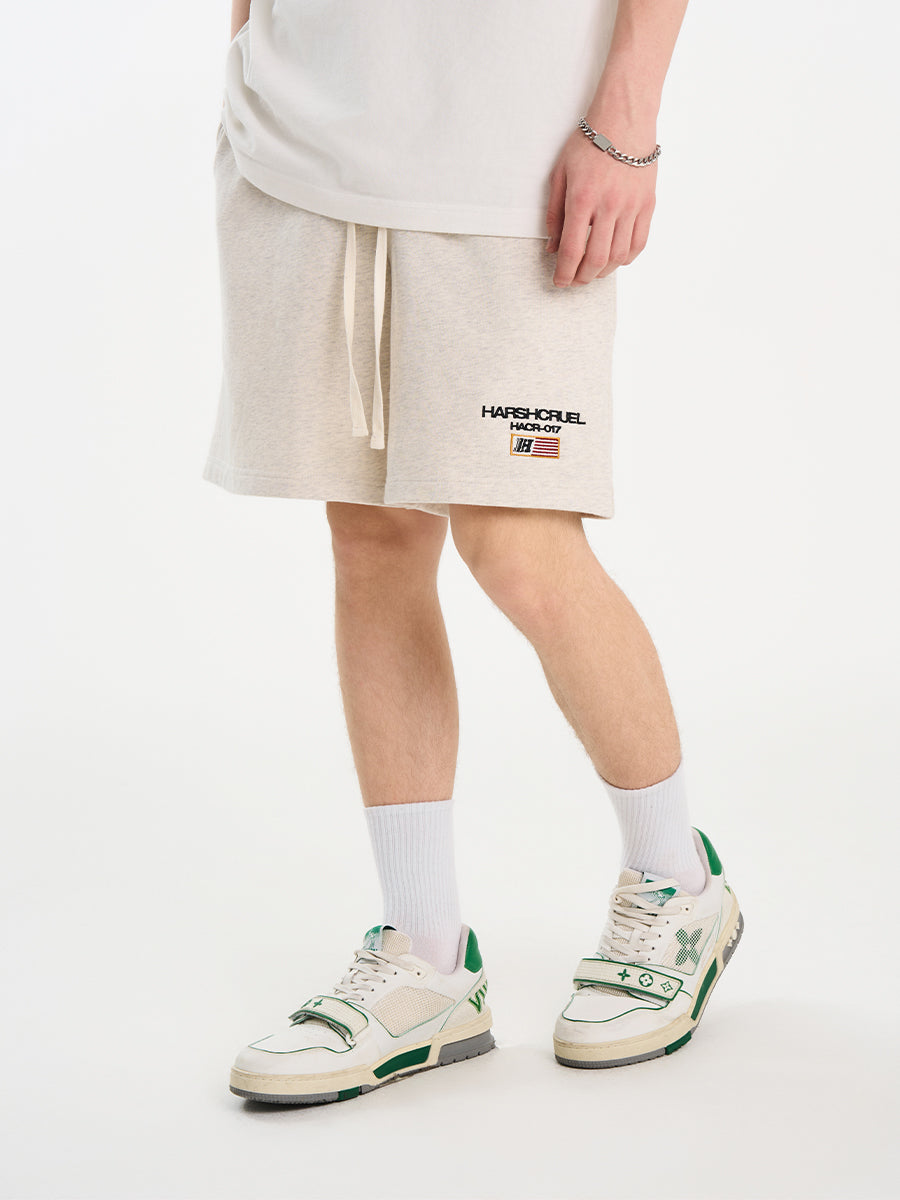 Harsh and Cruel Flag Embroidery Sweat Shorts | Face 3 Face