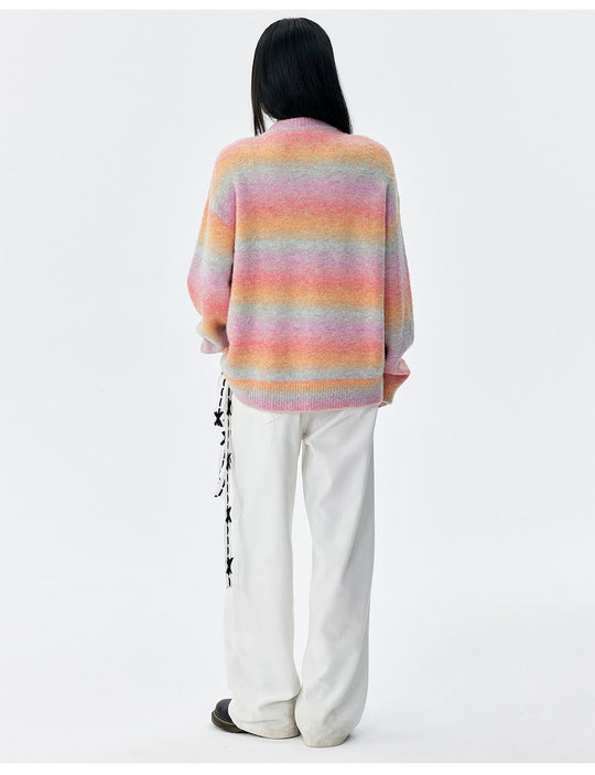 MEDM Logo Patch Rainbow Gradient Knit Sweater | Face 3 Face