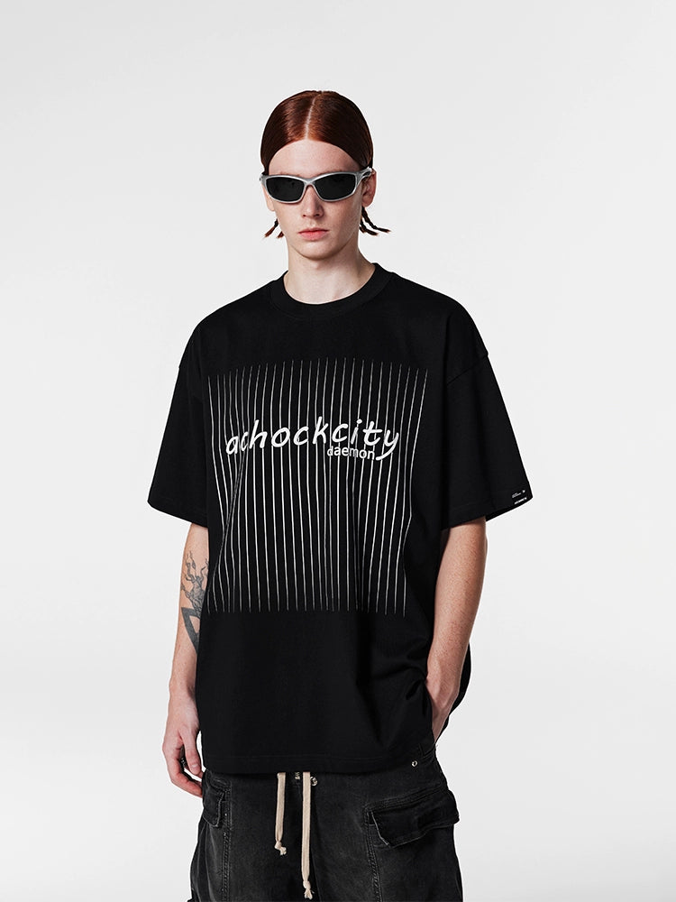 Achock Screen Stripe Print Tee | Face 3 Face