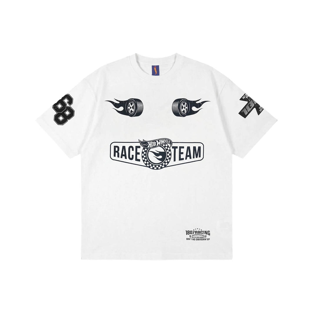1807 Hot Wheels Tire Flame Vintage Print Short Sleeve Tee