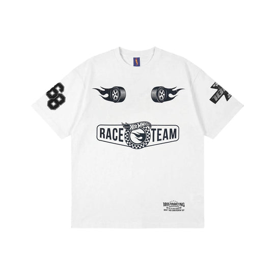 1807 Hot Wheels Tire Flame Vintage Print Short Sleeve Tee