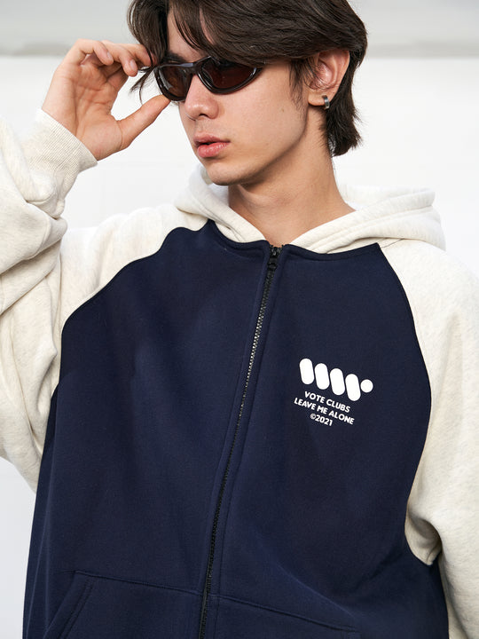 VOTE VVVVOTE Color Block Zipper Hoodie