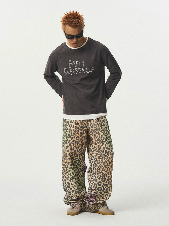EMPTY REFERENCE Hand Painted Leopard Print Work Pants | Face 3 Face