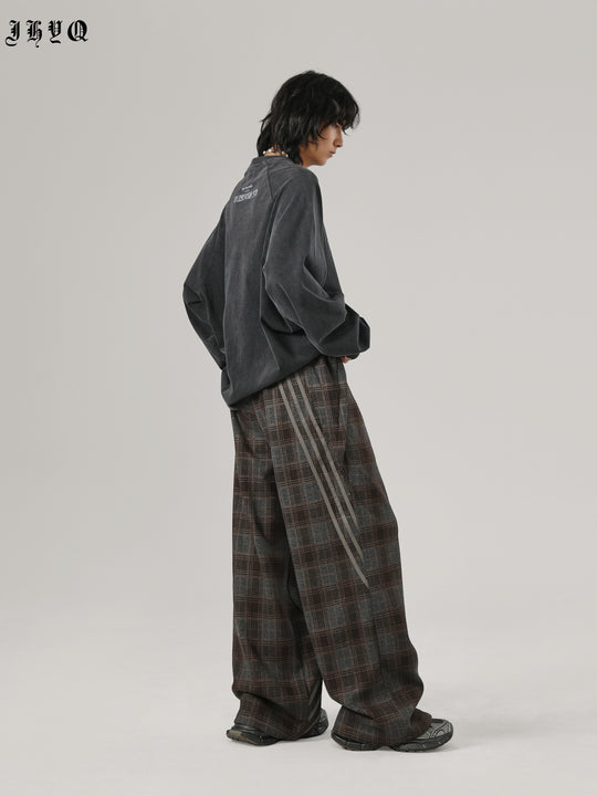 JHYQ Sports Plaid Striped Paratrooper Pants