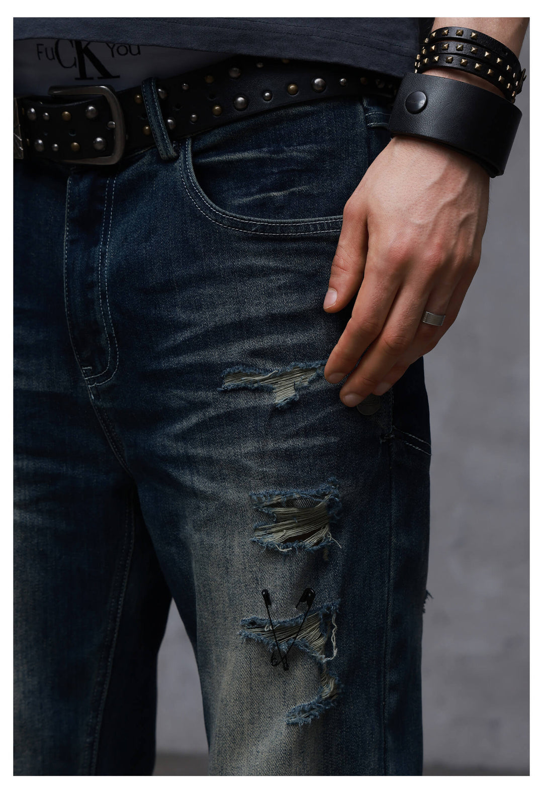 ANTIDOTE Stone Washed Ripped 3D Cut Jeans | Face 3 Face