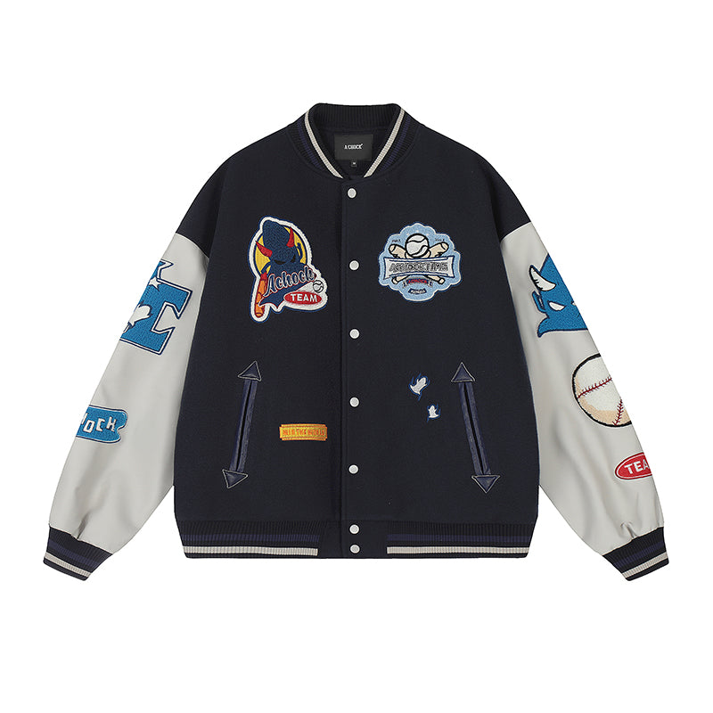 Baseball Jacket | Achock Fun Embroidery Baseball Jacket | Face 3 Face