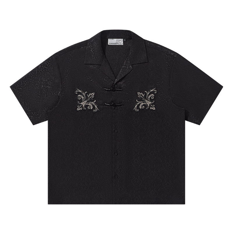 Harsh and Cruel Scout Flower Embroidery Textured Fabric Shirt