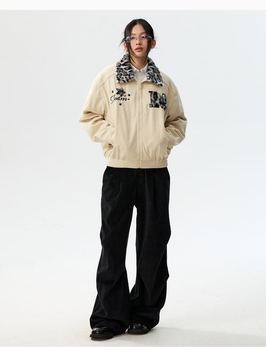 MEDM Leopard Fur Collar Corduroy Jacket | Face 3 Face