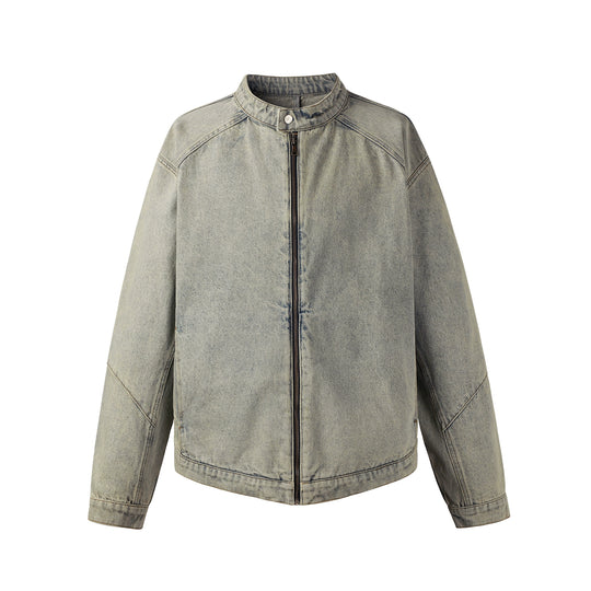 NOVACAM Washed Heavy-Duty Short Work Denim Jacket | Face 3 Face