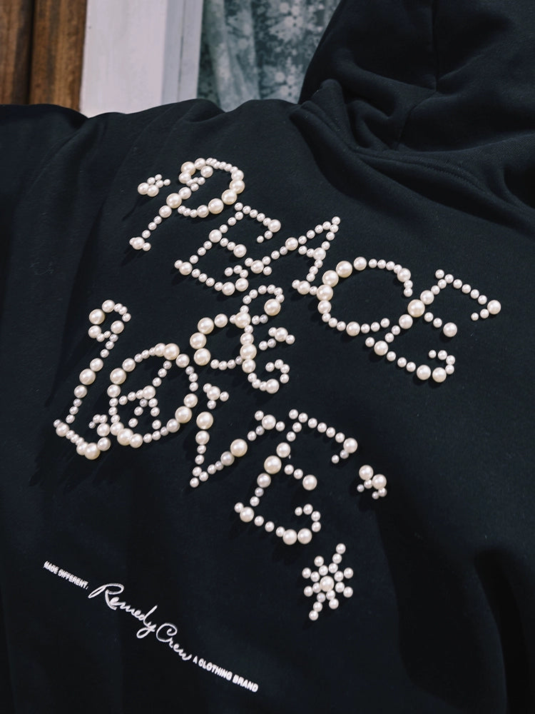 Remedy PEACE LOVE Pearl Embroidered Hoodie | Face 3 Face