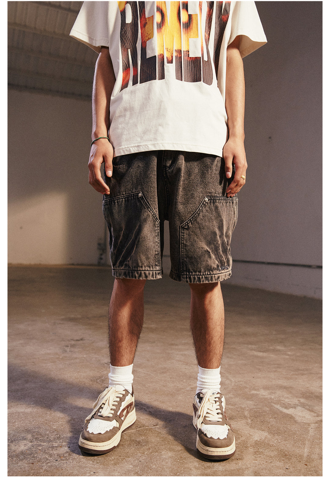 Remedy Washed Double Knee Denim Shorts | Face 3 Face