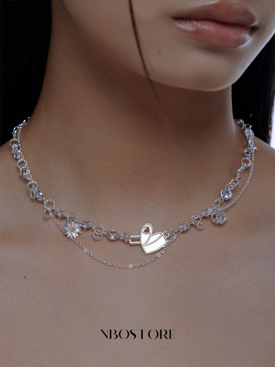 NboStore Zirconia Daisy couple Necklace | Face 3 Face
