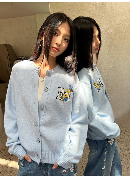 MEDM Floral Embroidered Knit Cardigan | Face 3 Face