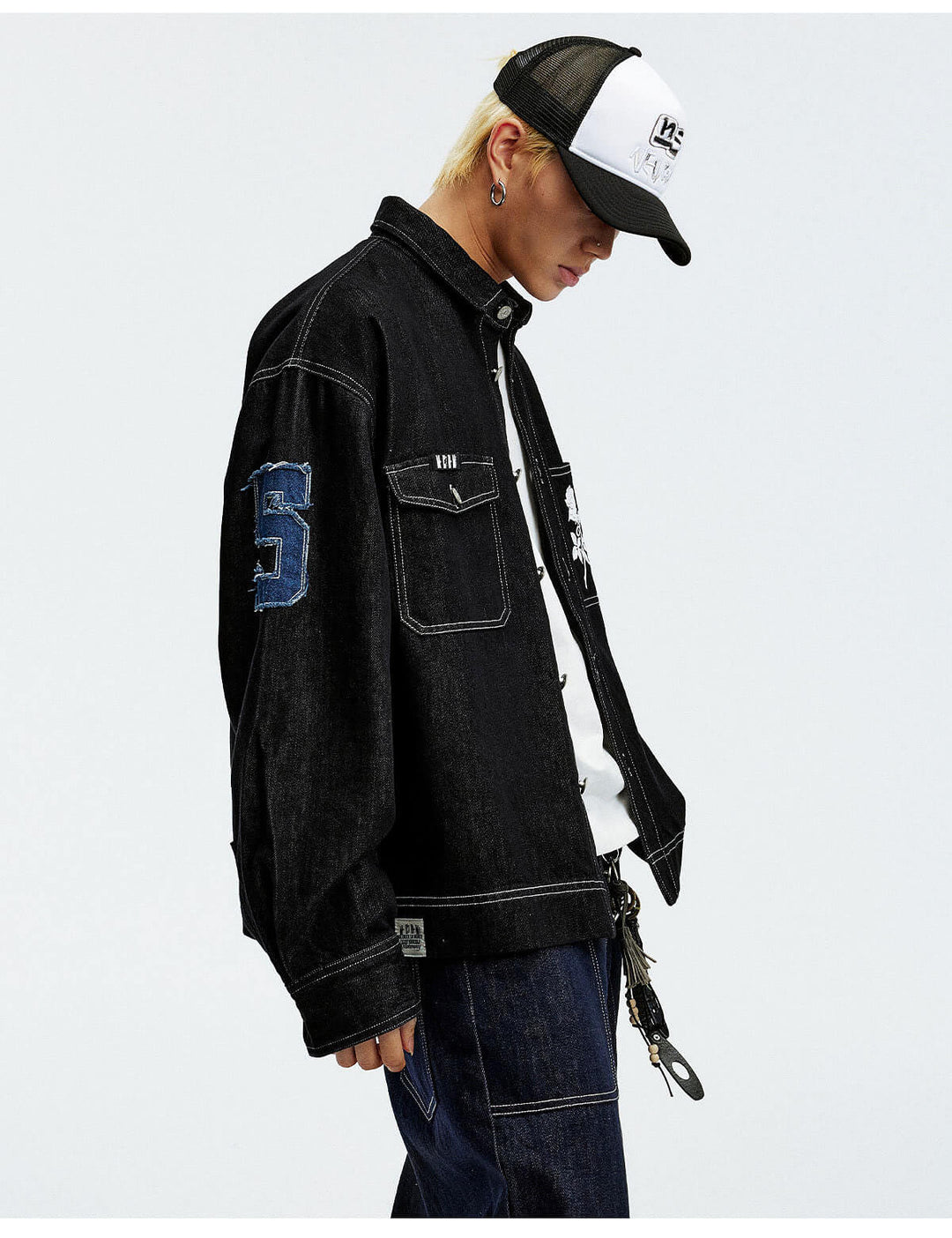 MEDM Embroidered Logo Patch Denim Jacket | Face 3 Face
