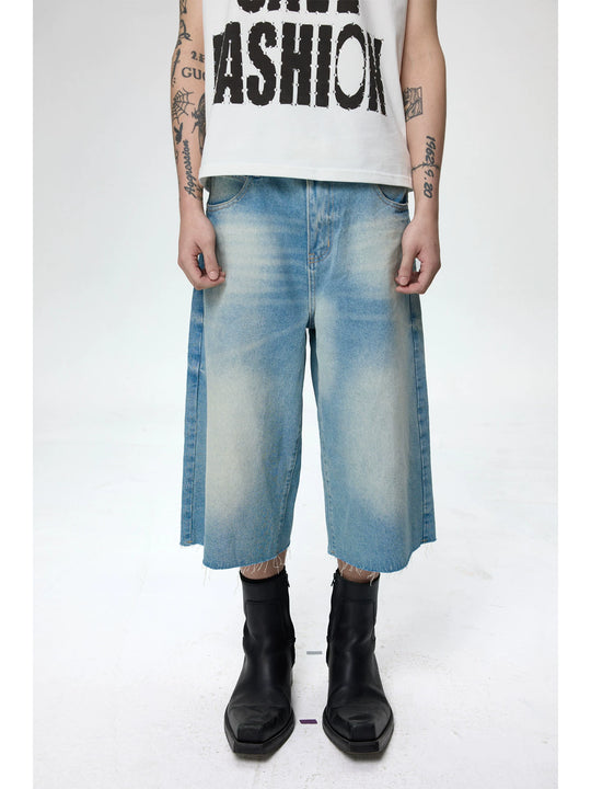 KARMANISTIC Eagle Print Washed Denim Jorts | Face 3 Face