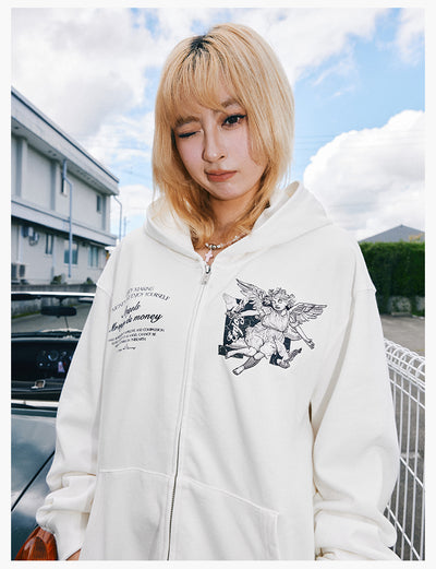 MEDM 3D Embroidered Angel Dove Zip Up Hoodie | Face 3 Face