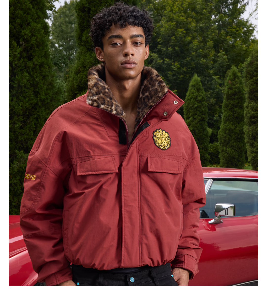 S45 Leopard Fur Lined Nylon Tactical Jacket | Face 3 Face