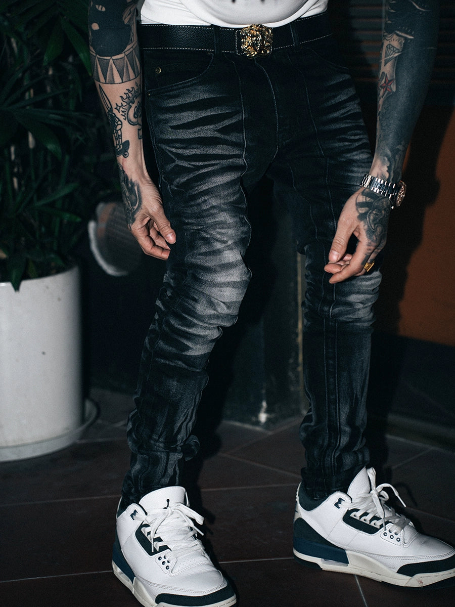 TGFCLUB 3D Whisker Washed Slim Fit Jeans | Face 3 Face