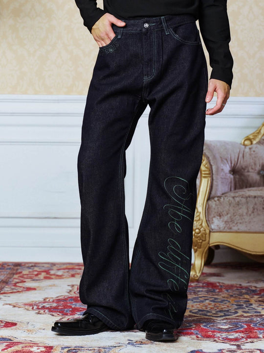 YADcrew Green Stitch and 3D Embroidered Jeans | Face 3 Face